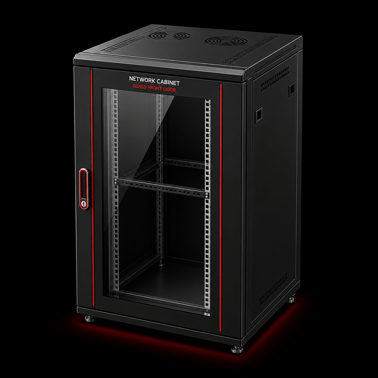 NETWORK CABINETS WITH GLASS FRONT DOORS